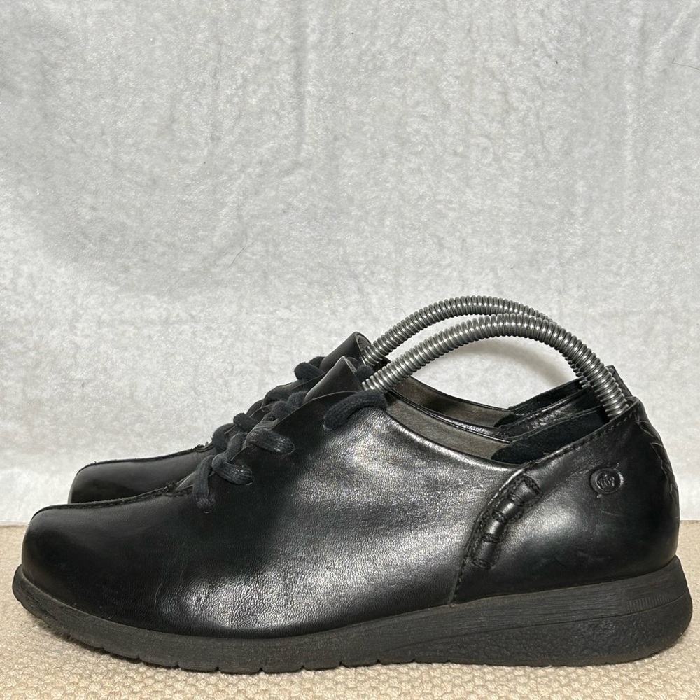 Born Womens Black Leather Nigel Lace Up Casual Comfort Tie Loafer Shoes SZ US 7 - Picture 2 of 11